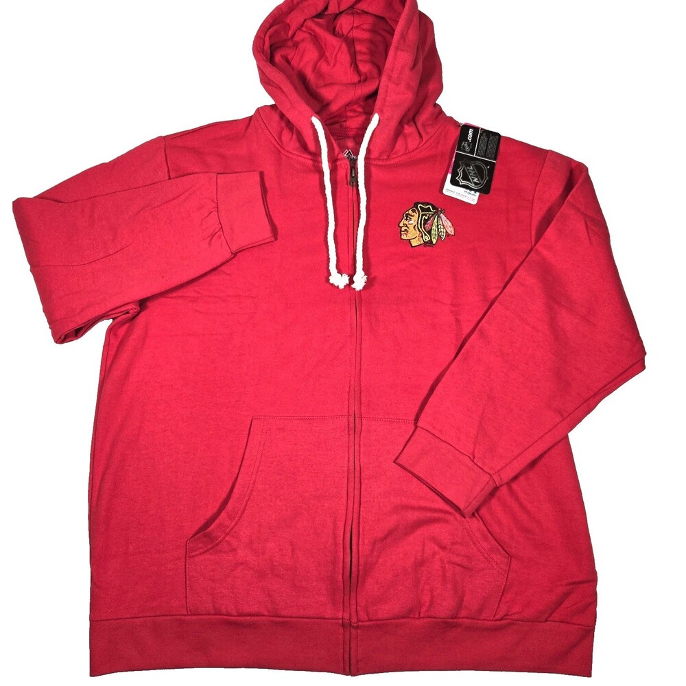 Chicago Blackhawks Women's Hoodie Sweatshirt Full Zip Size 1X Majestic Red New